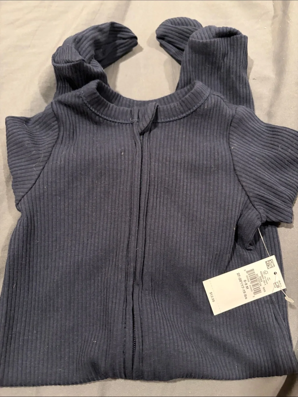 Old Navy Navy Ribbed Zip-Up Footed One-Piece